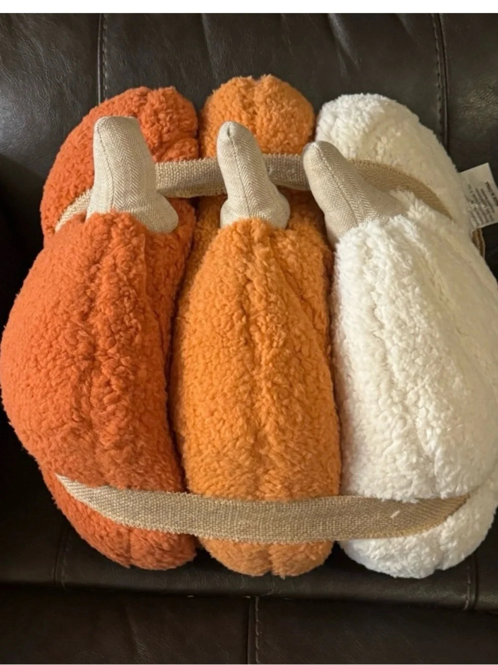 Rachel Ashwell Plush Pumpkin Throw Pillow - Cream & Orange
